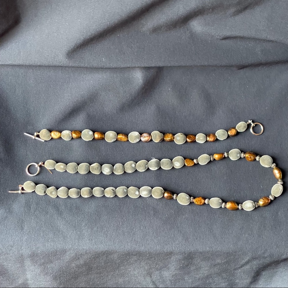 Vintage Fuzzy bead necklace & bracelet